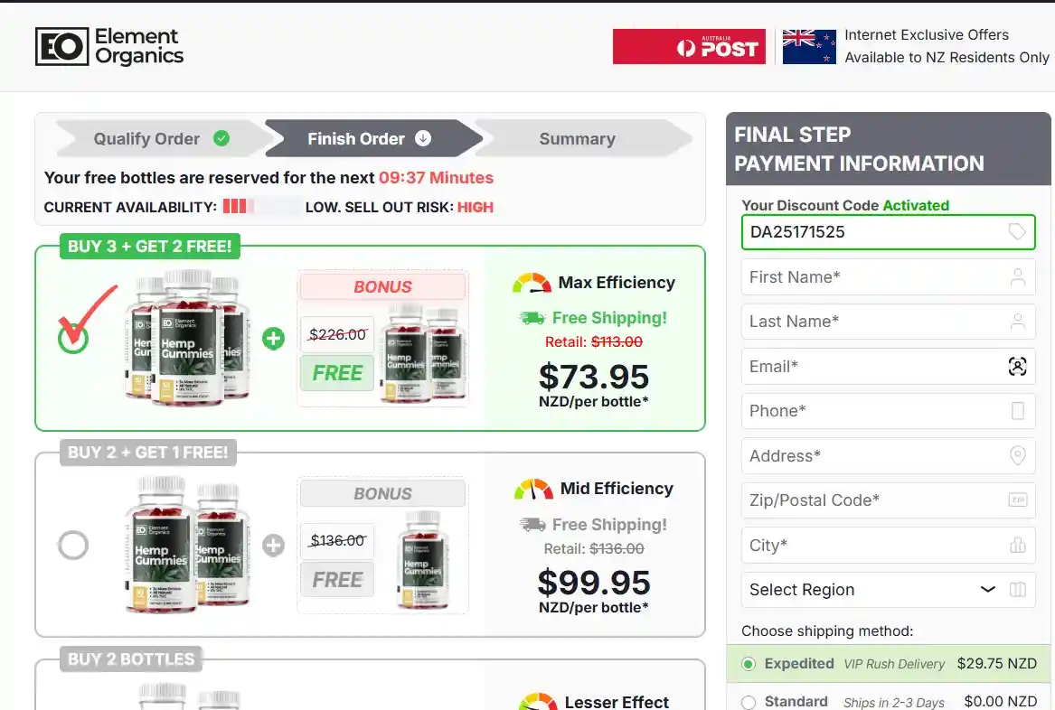 Element Organics Hemp Gummies NZ Order Page